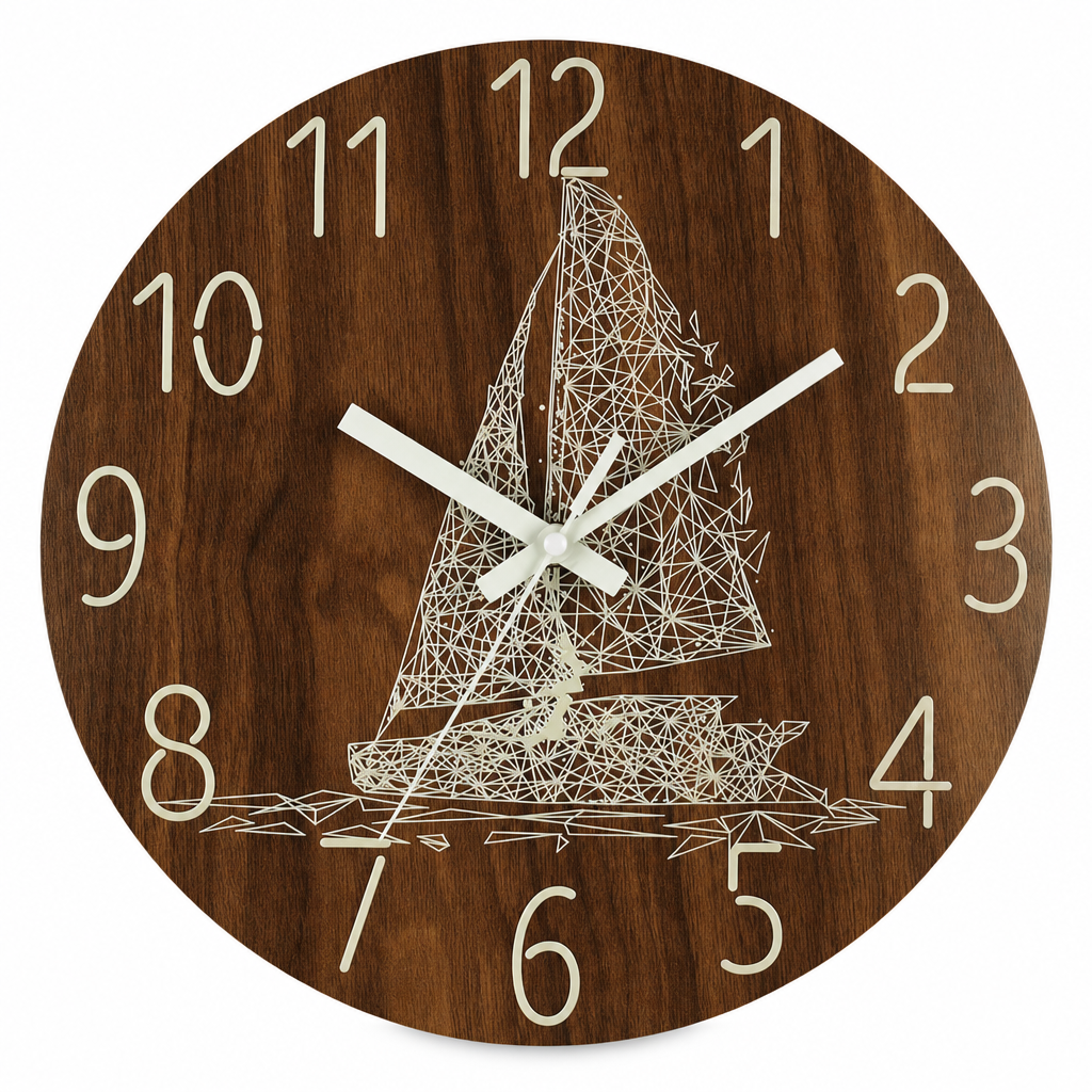 12 Inch Silent Wooden Wall Clock Luminous Glow in the Dark MDF Wood Grain Clock