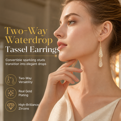 ⏳Time-Limited Special ⏰✨ Women's Dual-Wear Zircon Water Drop Tassel Earrings – Elegant & Versatile 💎🌸