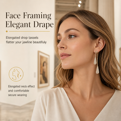 ❣️Women's Dual Wear Zircon Water Drop Tassel Earrings✨Gold Plated Elegant Drop Earrings