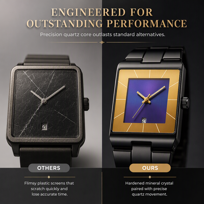 ⌚ Fashionable Men’s Square Quartz Watch ✨ Steel Strap Classic Wristwatch for Men & Students