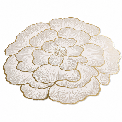 ⏳Limited-time 50% off💥Nordic Style Metallic Peony Flower PVC Placemat Heat Resistant Non Slip Waterproof Dining Table Mat 38cm