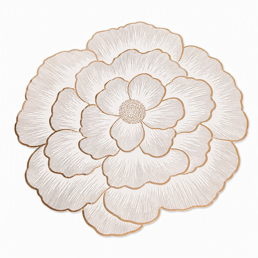 ⏳Limited-time 50% off💥Nordic Style Metallic Peony Flower PVC Placemat Heat Resistant Non Slip Waterproof Dining Table Mat 38cm
