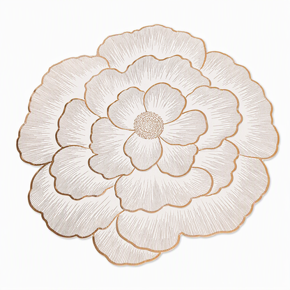 ⏳Limited-time 50% off💥Nordic Style Metallic Peony Flower PVC Placemat Heat Resistant Non Slip Waterproof Dining Table Mat 38cm
