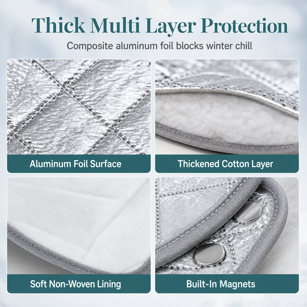 Thickened Magnetic Car Windshield Snow Cover Winter Front Windshield Half Cover for Sedans and SUVs