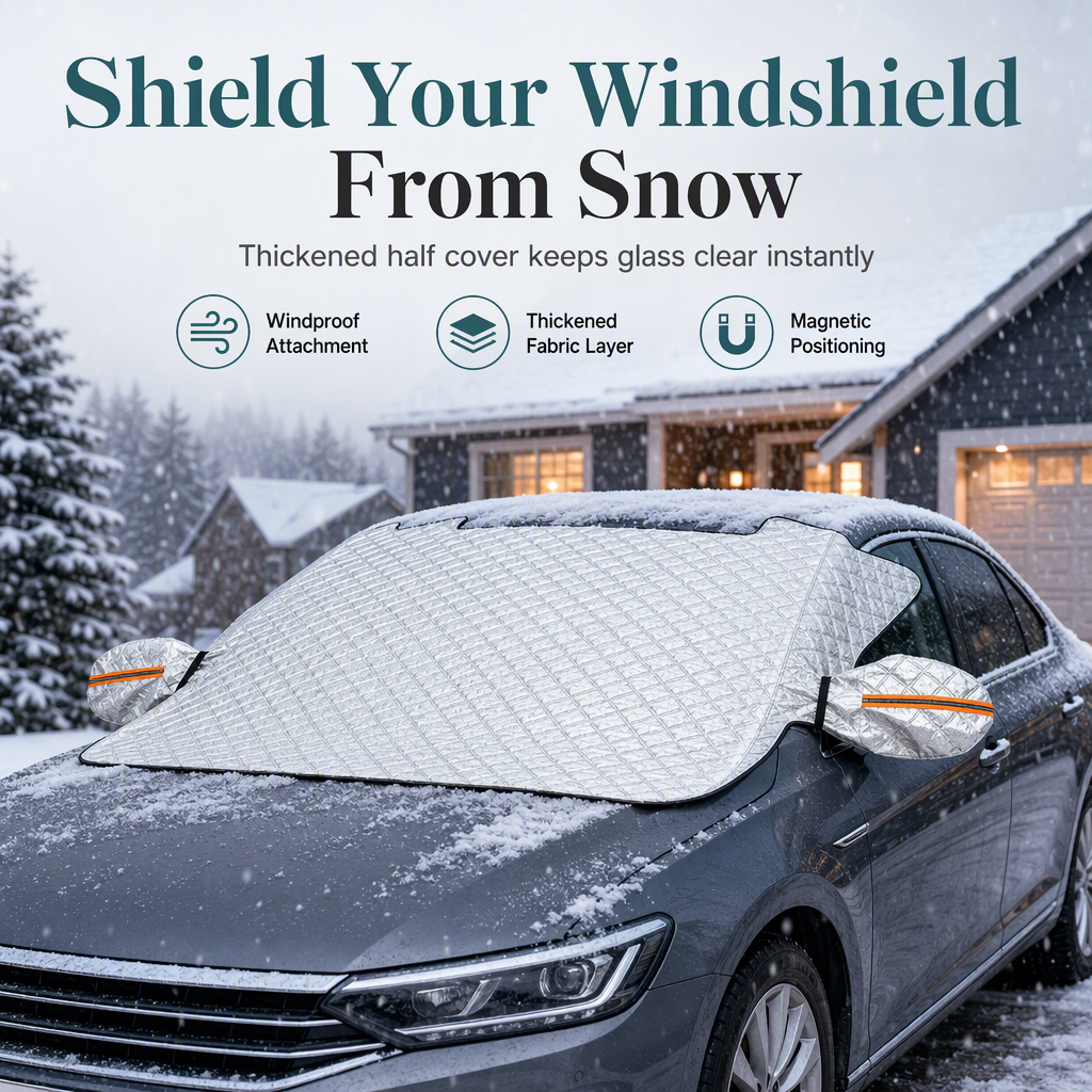 Thickened Magnetic Car Windshield Snow Cover Winter Front Windshield Half Cover for Sedans and SUVs