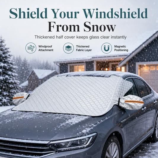 Thickened Magnetic Car Windshield Snow Cover Winter Front Windshield Half Cover for Sedans and SUVs