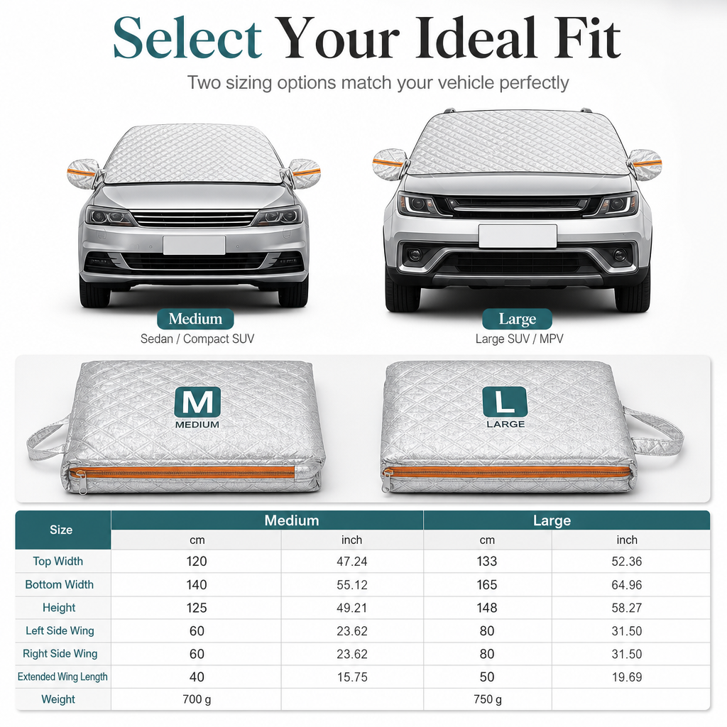 Thickened Magnetic Car Windshield Snow Cover Winter Front Windshield Half Cover for Sedans and SUVs