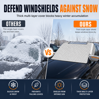 Thickened Magnetic Car Windshield Snow Cover Winter Front Windshield Half Cover for Sedans and SUVs