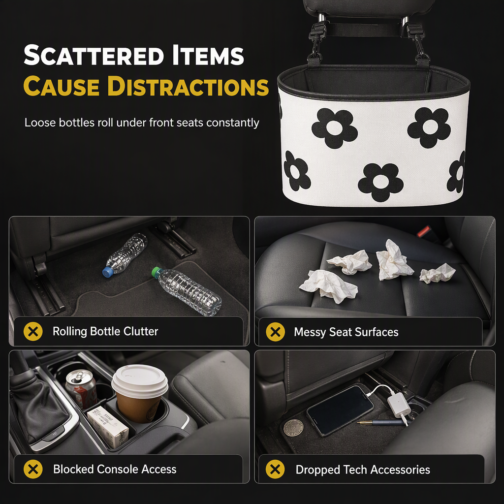 Car Seat Back Hanging Storage Bag Multifunctional Backseat Organizer Bucket for Sundries
