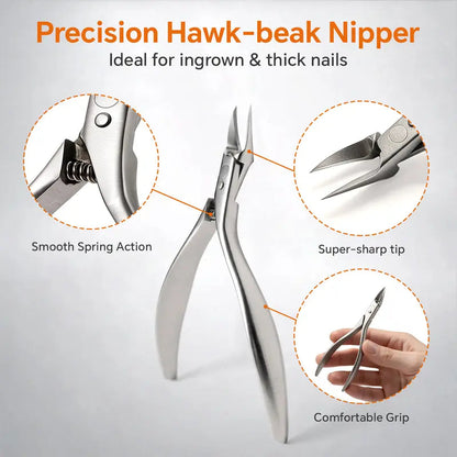 Stainless Steel Ingrown Toenail Clipper and Dead Skin Nipper 2 Piece Manicure Set