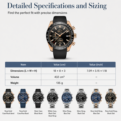 Men's Sport Quartz Watch Multifunctional Waterproof Fashion Wristwatch Model 5140