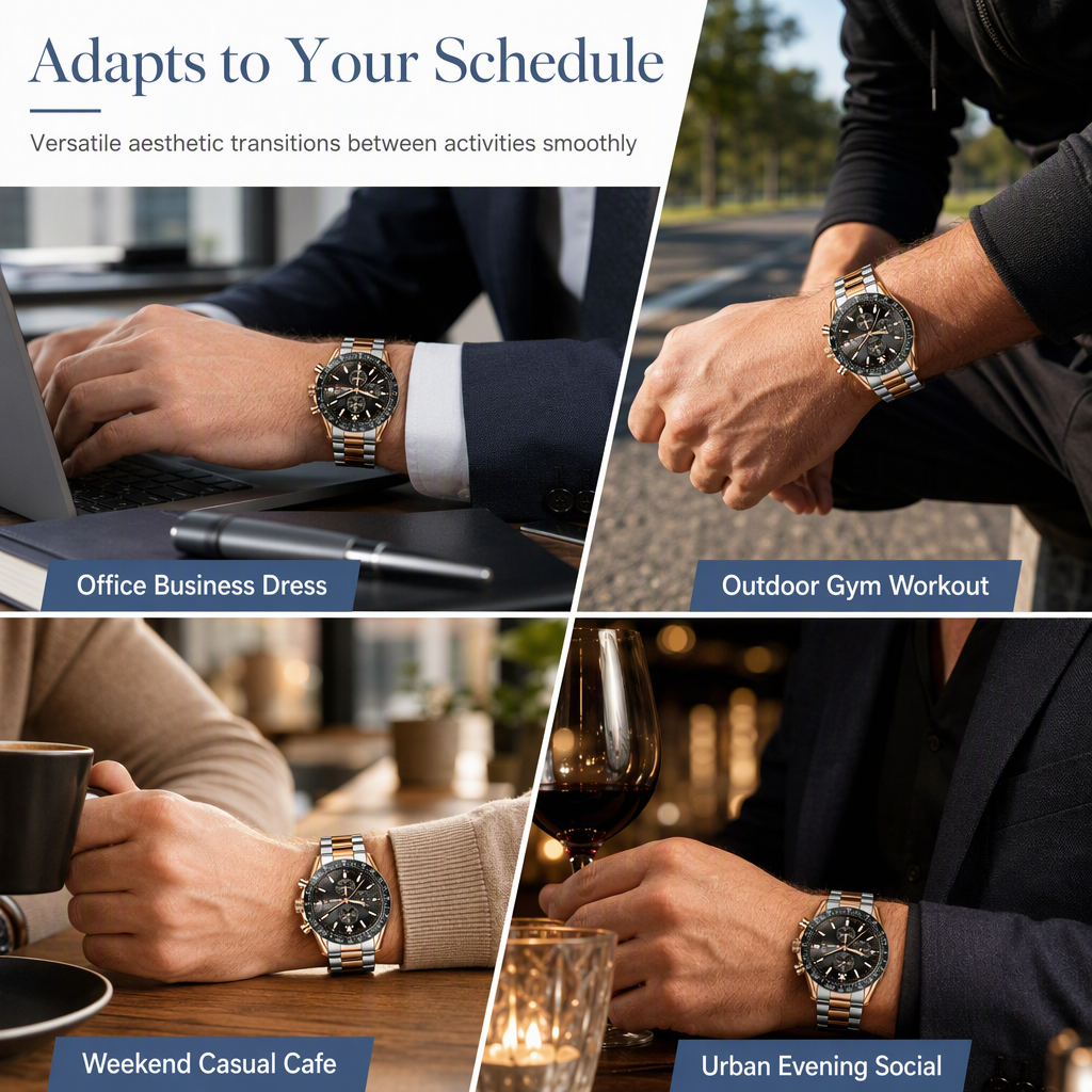 Men's Sport Quartz Watch Multifunctional Waterproof Fashion Wristwatch Model 5140