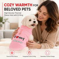 Warm Pet Sweater with Leash Ring & Love Dad and Mom Design