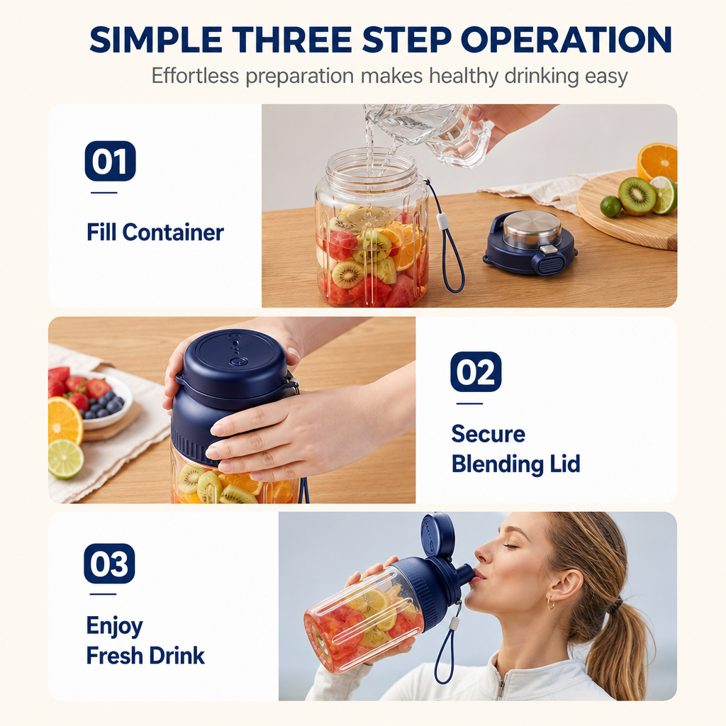 Handheld Cordless Electric Bottle USB Rechargeable Mini Travel Fruit Blender