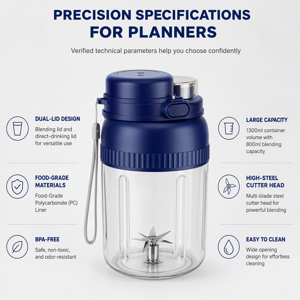 Handheld Cordless Electric Bottle USB Rechargeable Mini Travel Fruit Blender