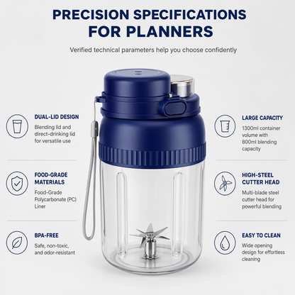 Handheld Cordless Electric Bottle USB Rechargeable Mini Travel Fruit Blender