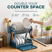 🍽️ Time-Limited Special ✨ Vertical Steel Dish Drying Rack — 12 Plates & Drip Tray 🔧
