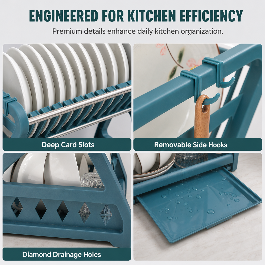🍽️ Time-Limited Special ✨ Vertical Steel Dish Drying Rack — 12 Plates & Drip Tray 🔧