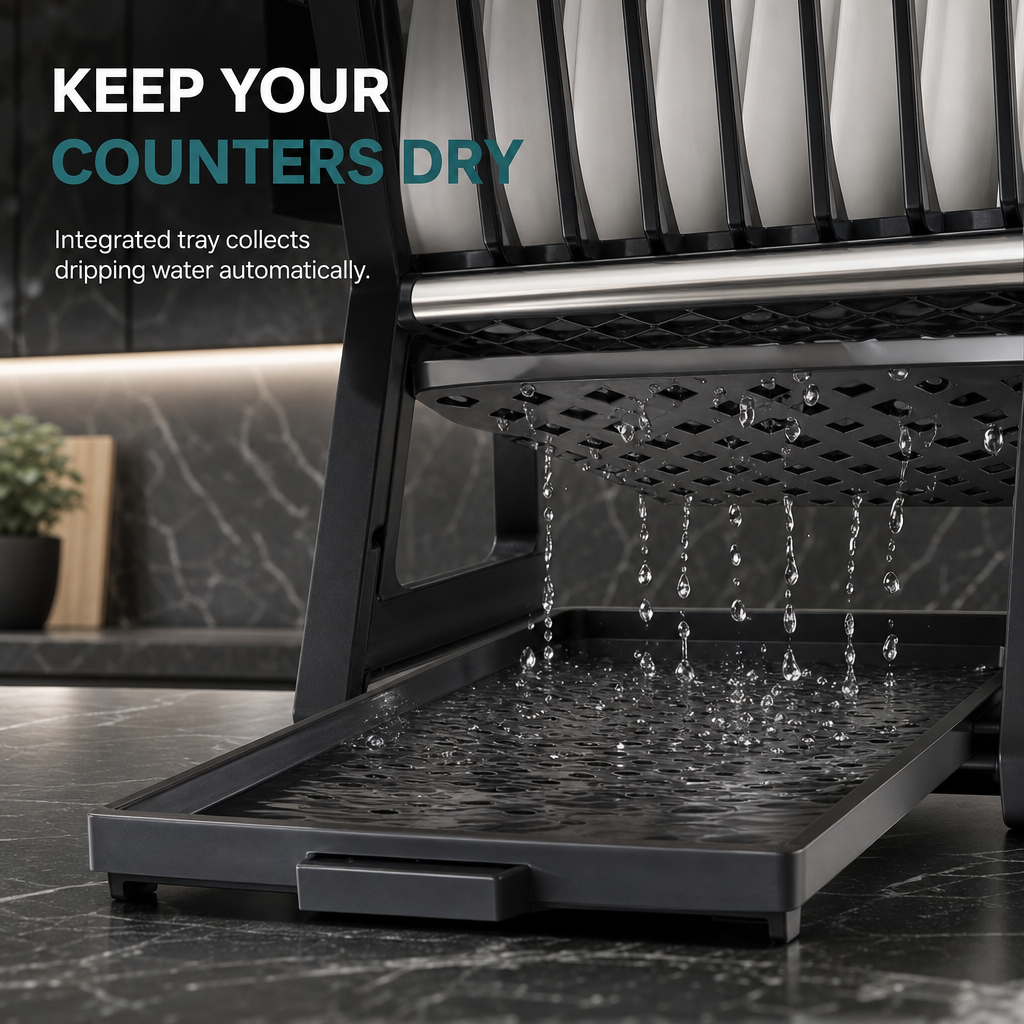 🍽️ Time-Limited Special ✨ Vertical Steel Dish Drying Rack — 12 Plates & Drip Tray 🔧