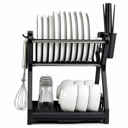 🍽️ Time-Limited Special ✨ Vertical Steel Dish Drying Rack — 12 Plates & Drip Tray 🔧