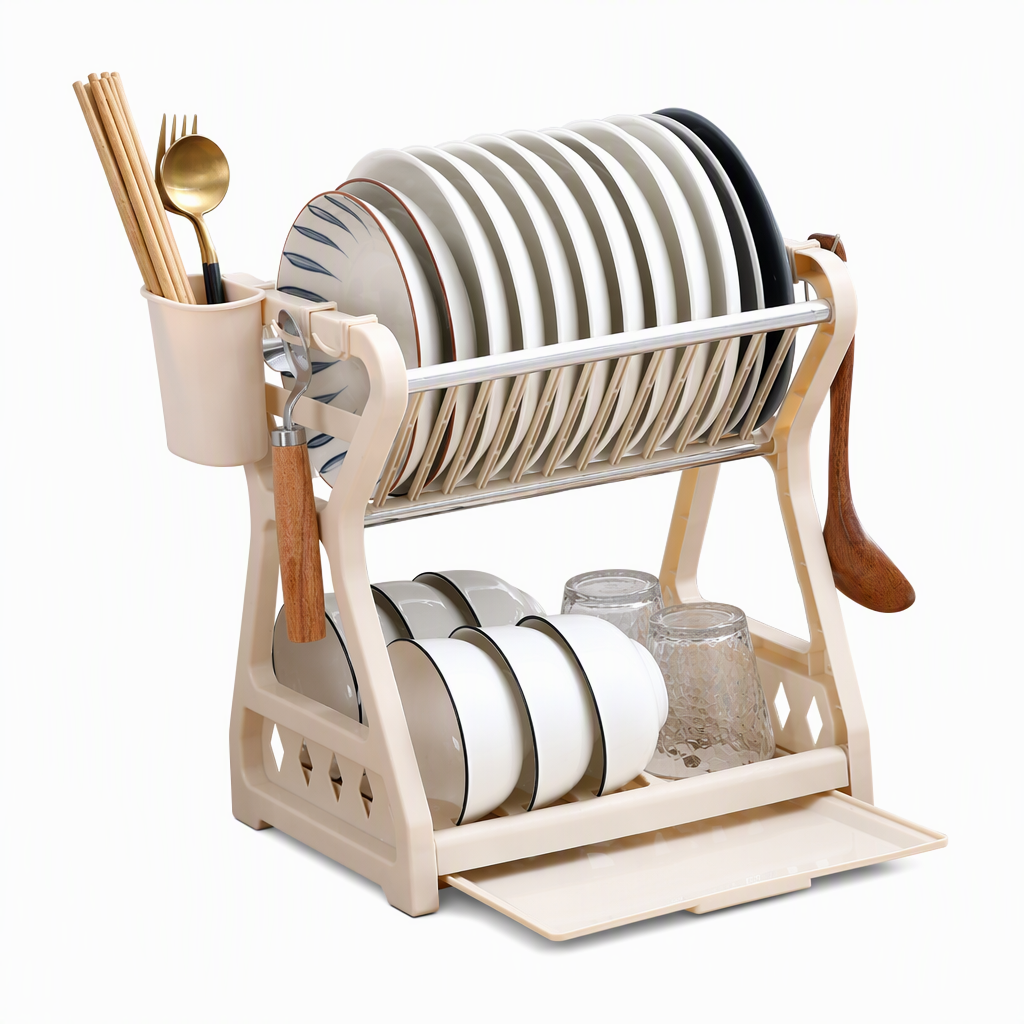 🍽️ Time-Limited Special ✨ Vertical Steel Dish Drying Rack — 12 Plates & Drip Tray 🔧
