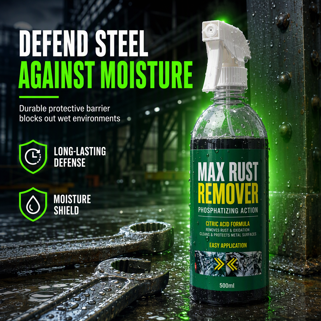 3 in 1 Rust Remover and Phosphating Agent for Metal Parts 500ml with Spray Nozzle to Remove Grease and Rust and Form a Rustproof Protective Film