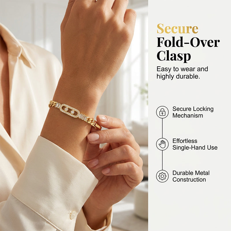 ✨ Women's Gold-Tone Cubic Zirconia Chain Bracelet