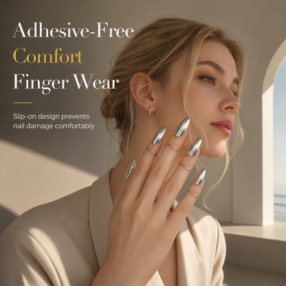 💅 50% Off Now ✨ Metal Fingertip Nail Ring Set — Adjustable & Mirror Finish 🎨