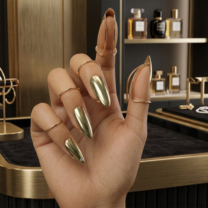 ⏳Time-Limited Special ⏰💍✨ 10-Piece Metal Fingertip Nail Ring Set – Adjustable Gold-Tone & Silver-Tone Jewelry for Bold Fashion Looks 💅⭐