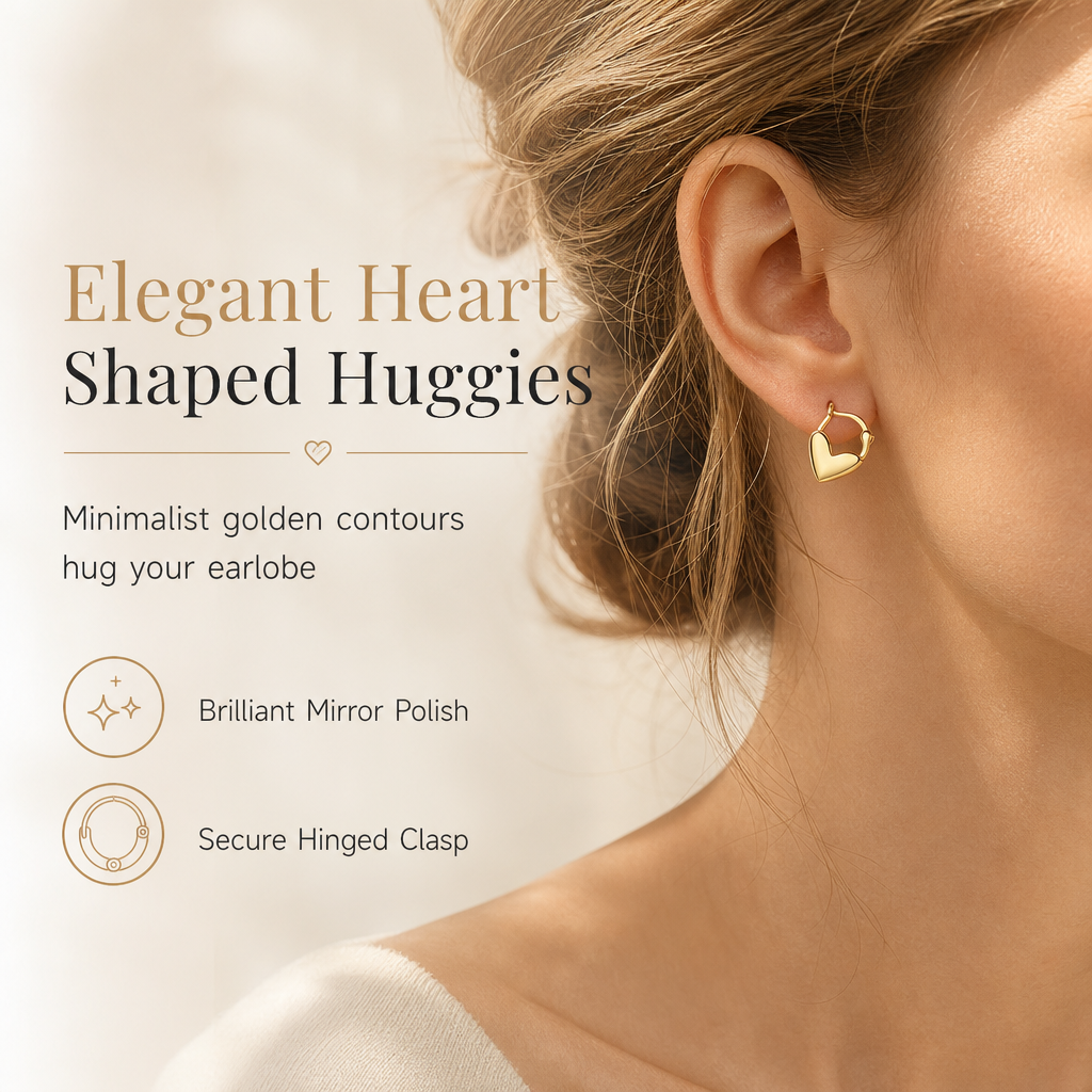 💛 LIMITED-TIME 50% OFF! ✨ Minimalist Smooth Heart Huggie Hoop Earrings – Light, Elegant, Versatile 🤍