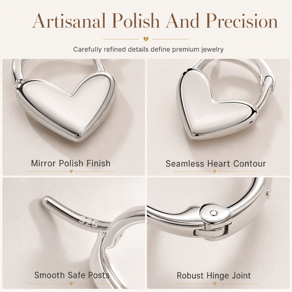 💛 LIMITED-TIME 50% OFF! ✨ Minimalist Smooth Heart Huggie Hoop Earrings – Light, Elegant, Versatile 🤍