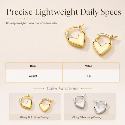 💛 LIMITED-TIME 50% OFF! ✨ Minimalist Smooth Heart Huggie Hoop Earrings – Light, Elegant, Versatile 🤍