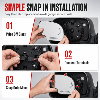 📢📢50% OFF !! ⏰Heated Side Rear View Mirror Glass Replacement with LED Turn Signal Light for or Passenger Side🚗⬅️➡️