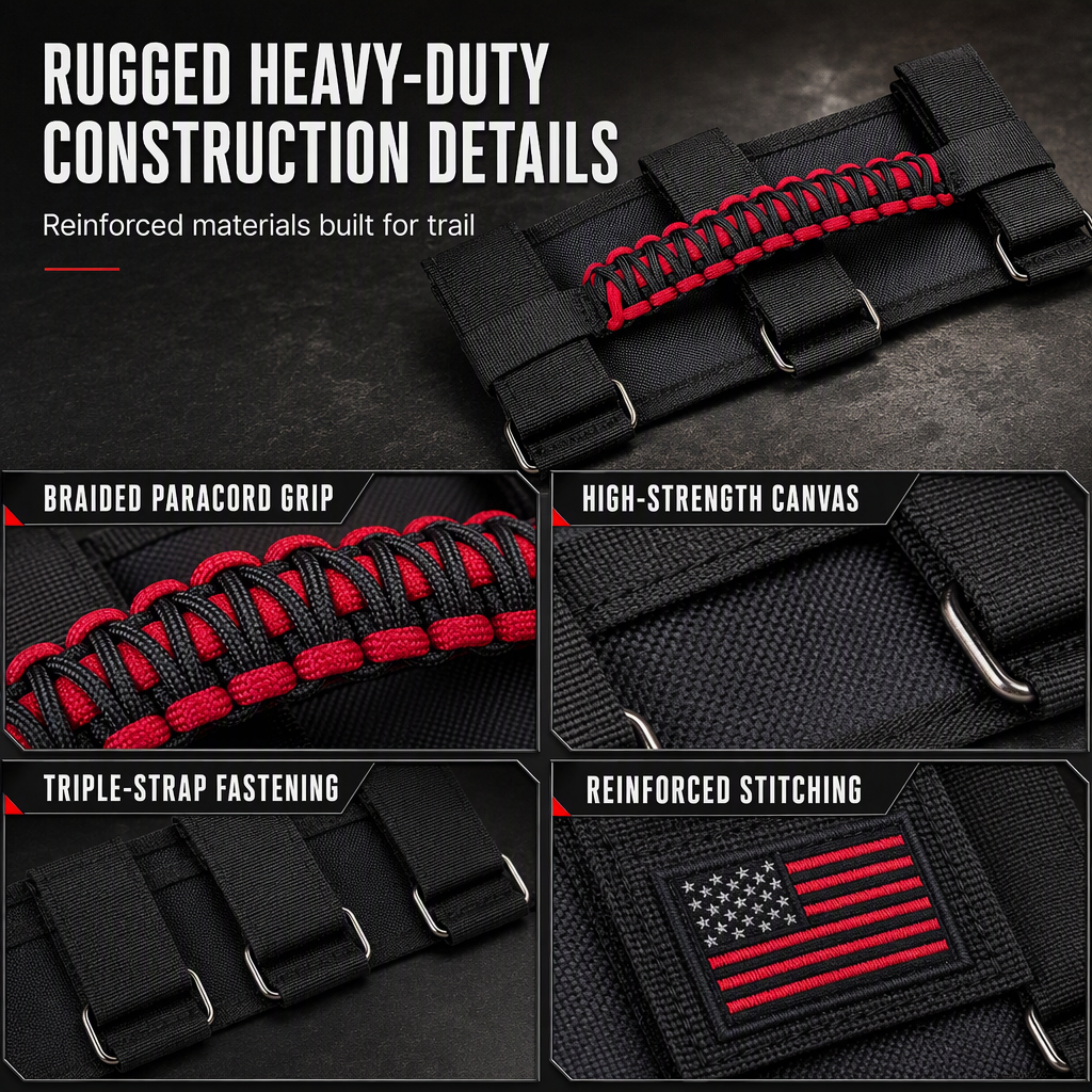 🚙 LIMITED-TIME 50% OFF! 🤝 Non-Slip Paracord Braided Roof Grab Handle – For SUV & Off-Road Vehicles ✨