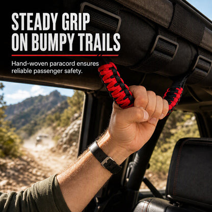 🚙 LIMITED-TIME 50% OFF! 🤝 Non-Slip Paracord Braided Roof Grab Handle – For SUV & Off-Road Vehicles ✨