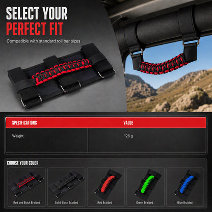 🚙 LIMITED-TIME 50% OFF! 🤝 Non-Slip Paracord Braided Roof Grab Handle – For SUV & Off-Road Vehicles ✨