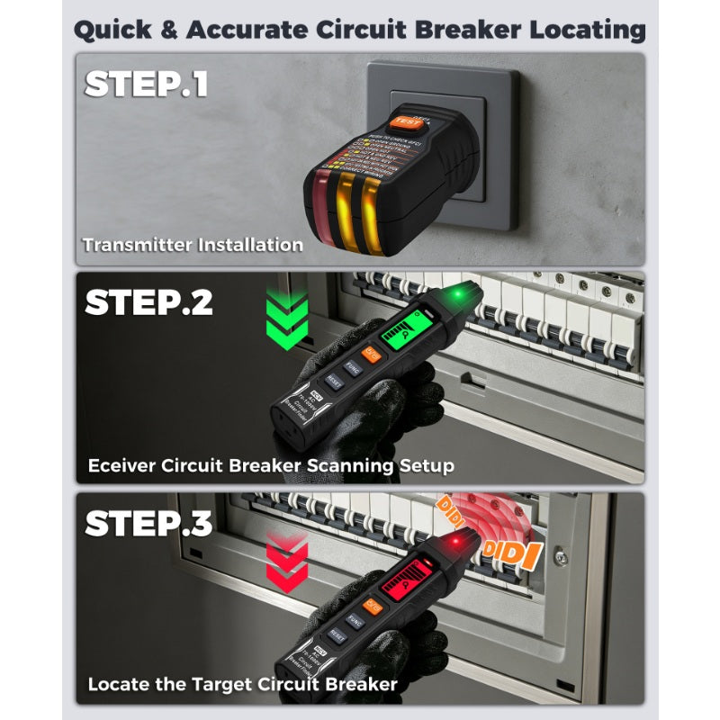 ✨⚡️Digital Circuit Breaker Finder with Socket Tester