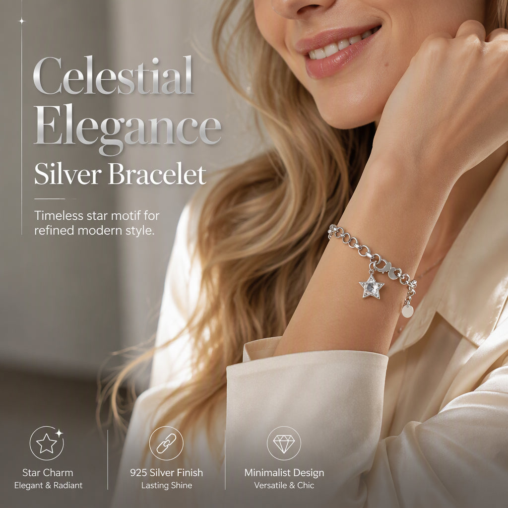 Trendy Textured Metal Wrinkled Star with Toggle Clasp Statement Collarbone Chain