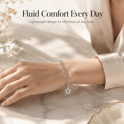 Trendy Textured Metal Wrinkled Star with Toggle Clasp Statement Collarbone Chain