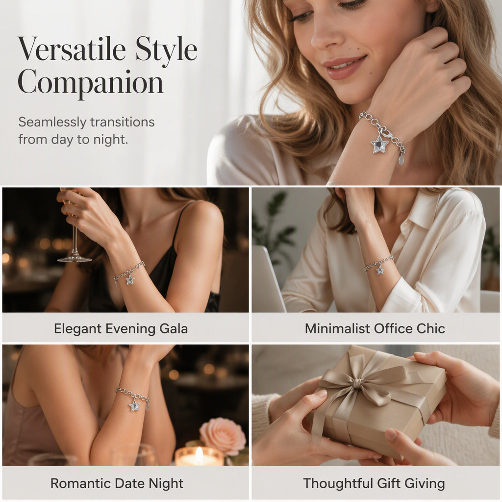 Trendy Textured Metal Wrinkled Star with Toggle Clasp Statement Collarbone Chain