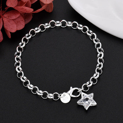 Trendy Textured Metal Wrinkled Star with Toggle Clasp Statement Collarbone Chain