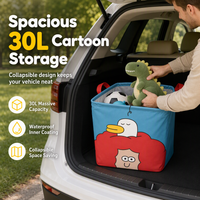 Cute Cartoon Folding Car Trunk Organizer Bin Large Capacity Collapsible Storage Basket for Sundries