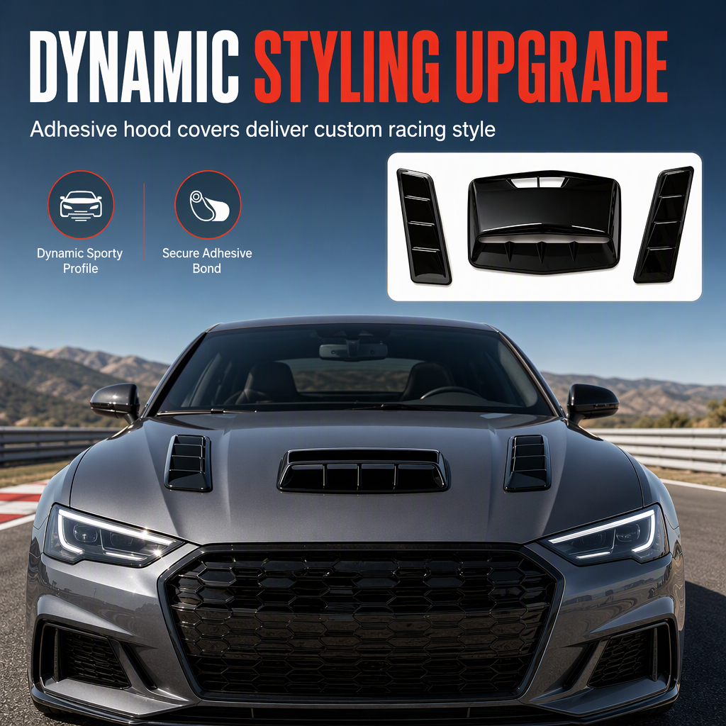 Car Hood Decorative Air Vent Sticker Adhesive Fake Intake Scoop Bonnet Trim Shark Gill Style