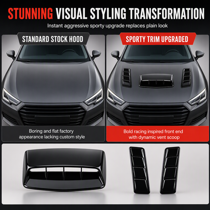 Car Hood Decorative Air Vent Sticker Adhesive Fake Intake Scoop Bonnet Trim Shark Gill Style