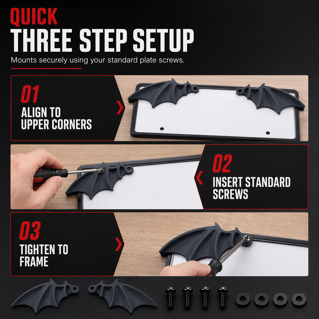 1 Pair of Halloween Black Bat Wings Car License Plate Decoration Accessories
