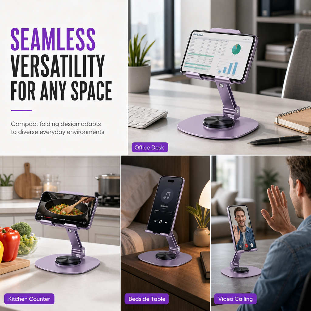 ✨Premium All-Metal Phone Stand – 360° Rotating Desktop Holder