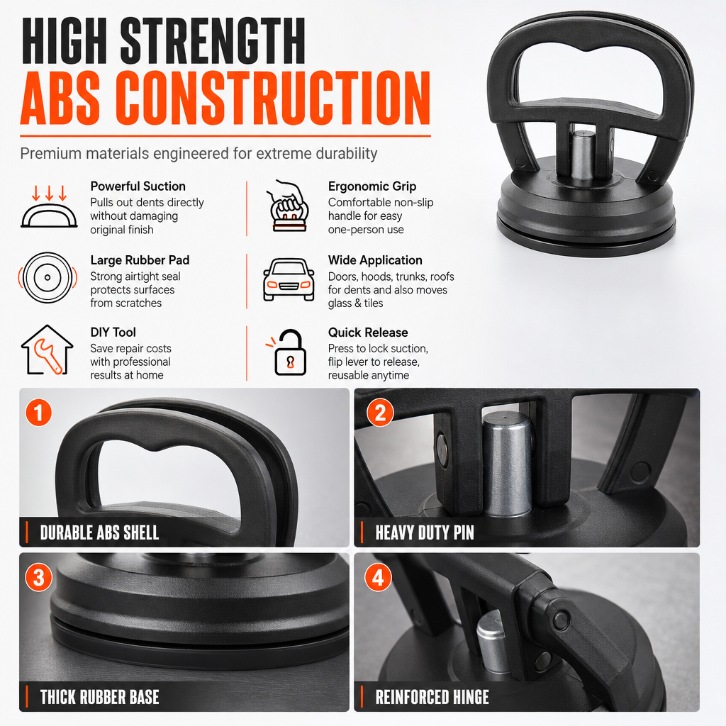 Heavy Duty Aluminum Alloy Single Claw Glass Suction Cup Lifter and Dent Puller for Lifting Glass and Tiles