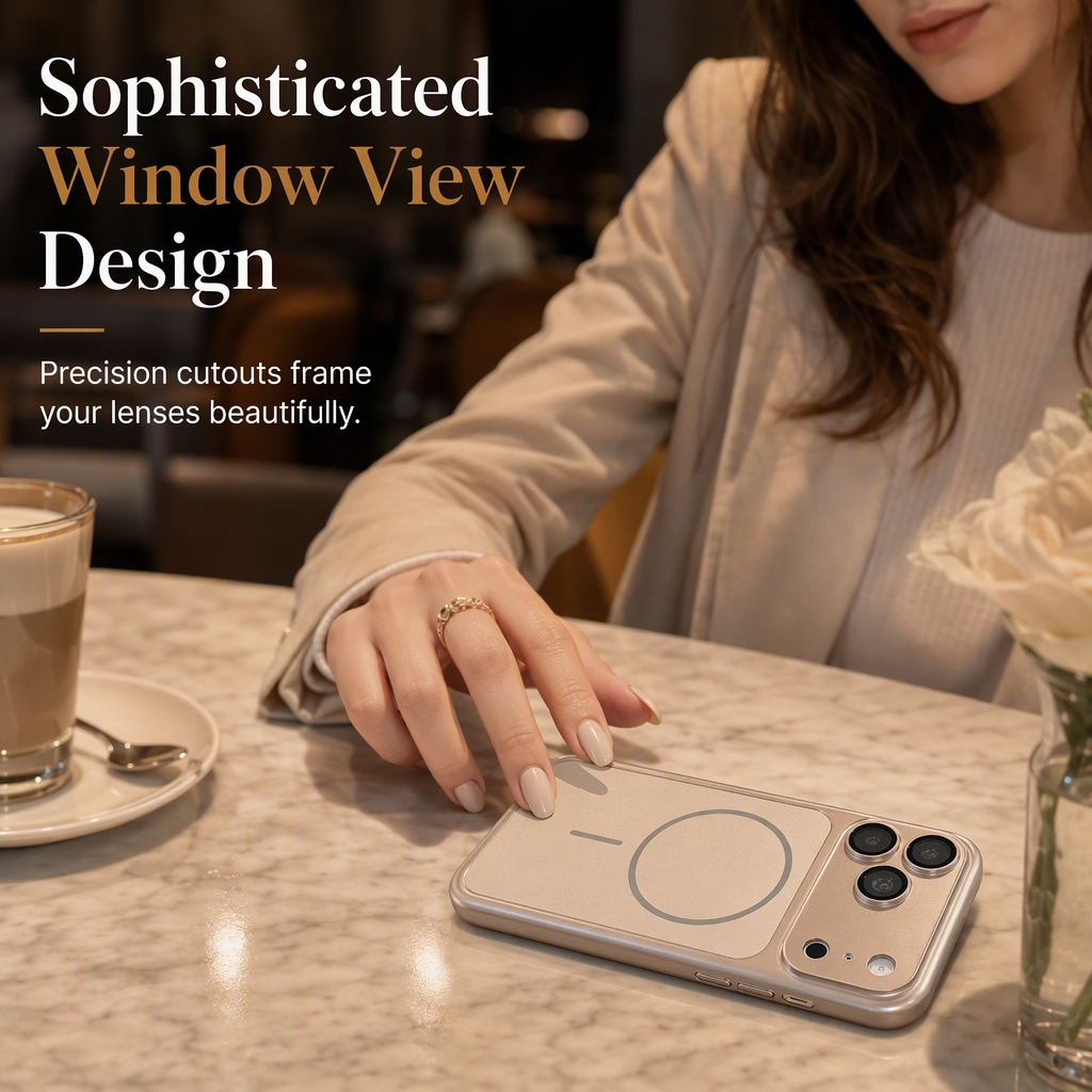 Magnetic Matte Electroplated Phone Case with Large Window Protector Full Coverage Protective Cover