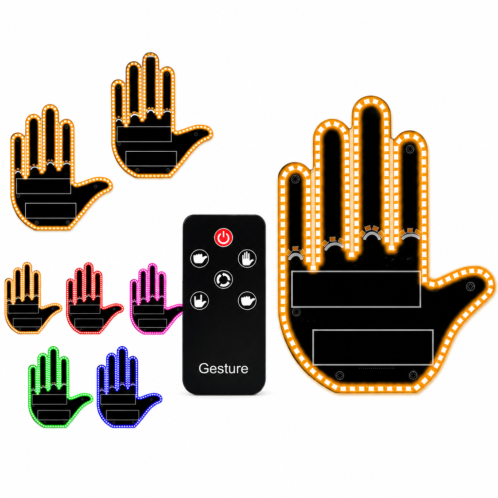 Interactive LED Car Gesture Light with Remote Control Finger Palm Warning Light for Vehicle Rear Window