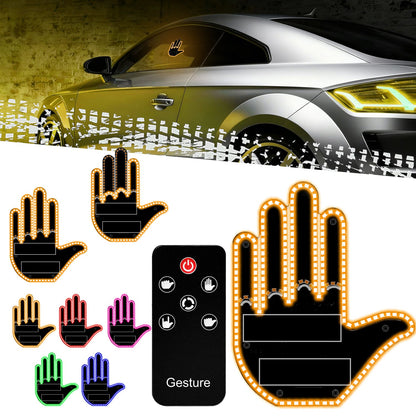 Interactive LED Car Gesture Light with Remote Control Finger Palm Warning Light for Vehicle Rear Window